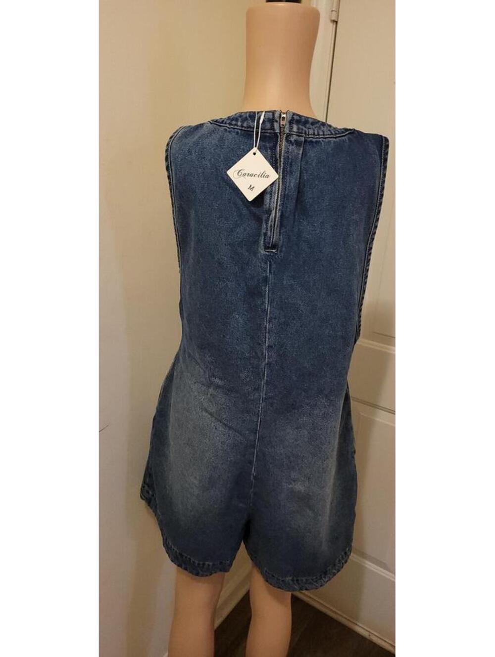 Denim Tie-Front Romper - Blue - Picture 5 of 7